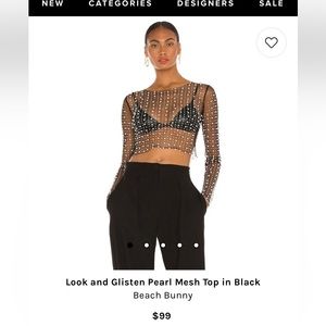 Beach Bunny Pearl Mesh Top, Size: Small